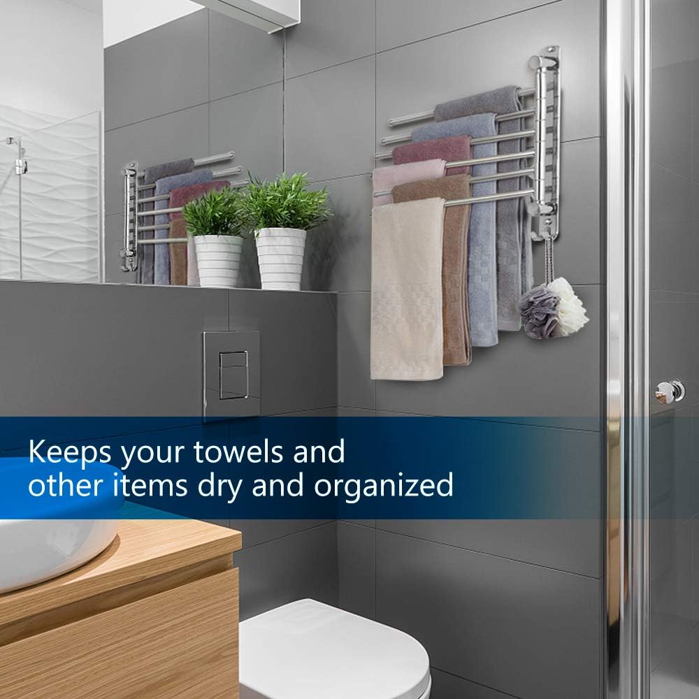 JSVER - porte-serviettes rotatif 6 barres inox 180° -  SUS304, mural