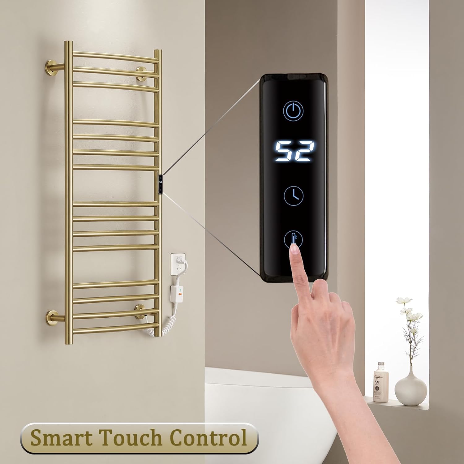 ESOP - sèche-serviette électrique série Or Brossé, 110x60 cm, WiFi, LED, 15 barres, 185W - ESOPSP11060