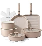 SENSARTE Set de Casseroles et Poêles 17 Pièces - Revêtement Céramique Antiadhésif - Batterie de C...