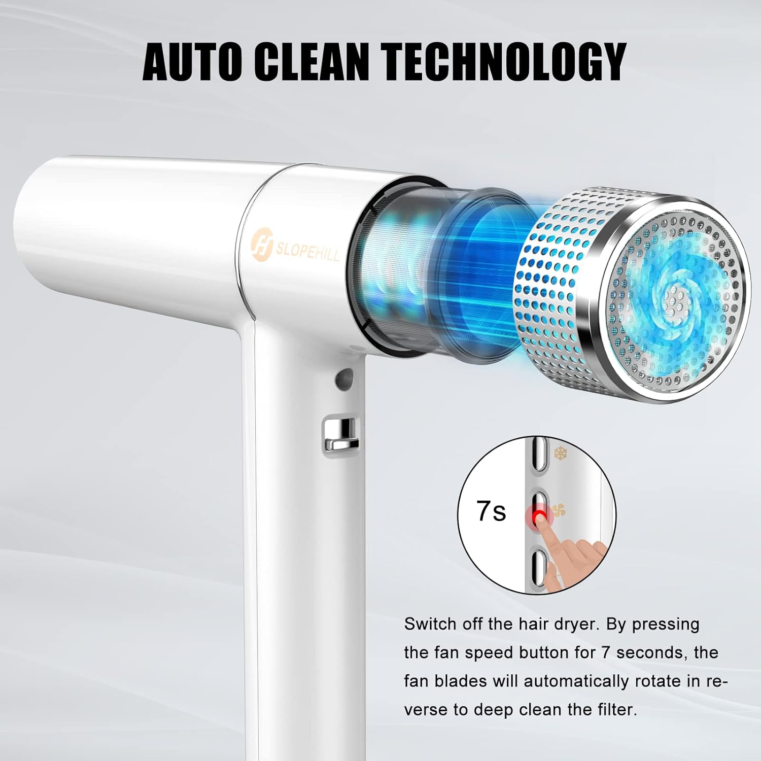 Slopehill - Sèche-cheveux pro, 268g, moteur sans balais, 2000W, Oxy Active