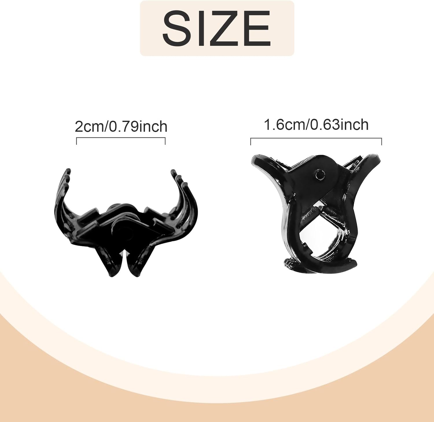 Pinces à cheveux - mini clips acrylique, forte tenue, 24pcs, noir