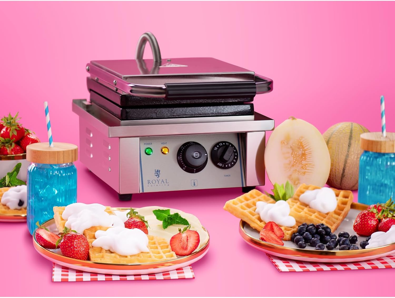 Royal Catering - RCWM-2000-E - 37x32x50cm - 2.000W, minuterie, gaufre 10x17cm