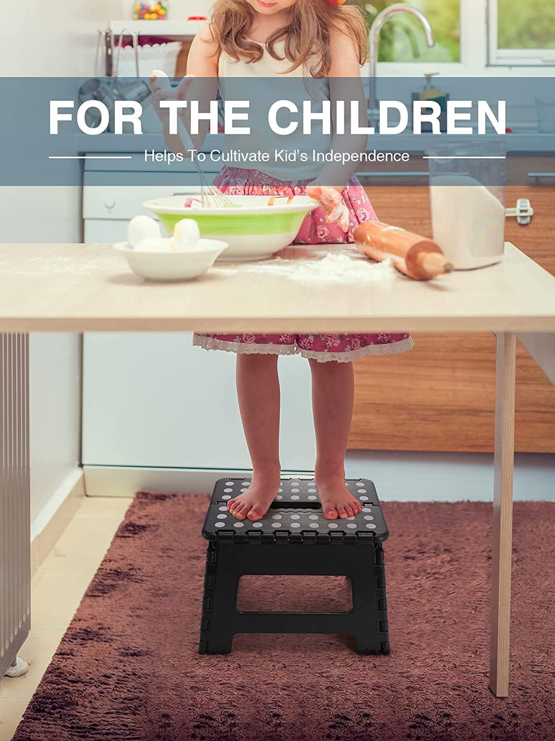 HOUSE DAY - Tabouret pliant noir 22cm, 150kg, léger, compact