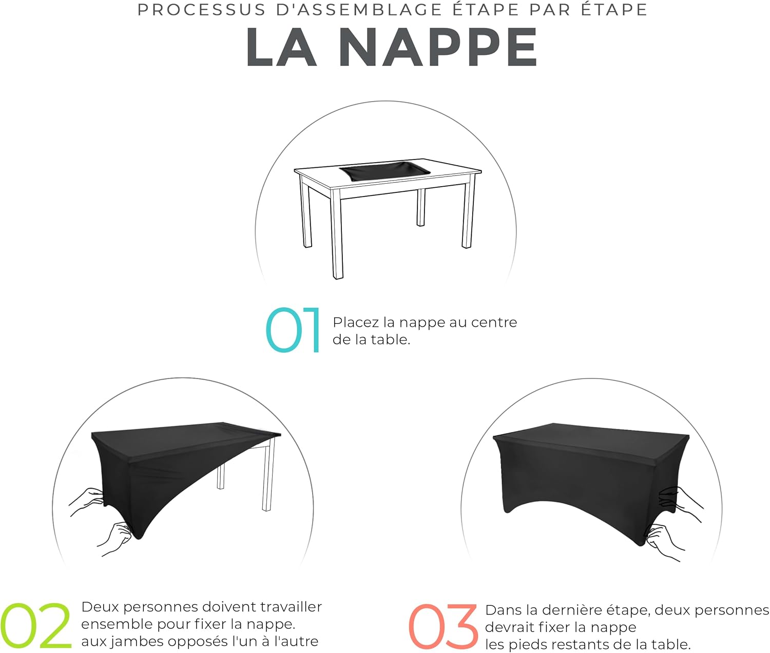 Utopia Kitchen - nappe de table extensible - 183 cm - polyester spandex lavable infroissable, lot de 2
