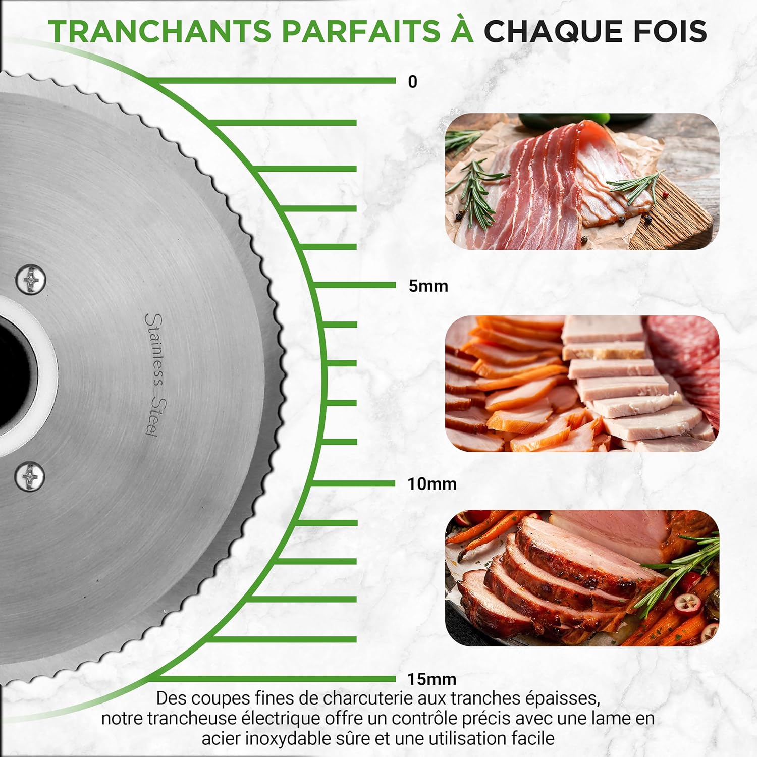 NutriChef - trancheuse électrique 200W, lame 19cm, épaisseur réglable