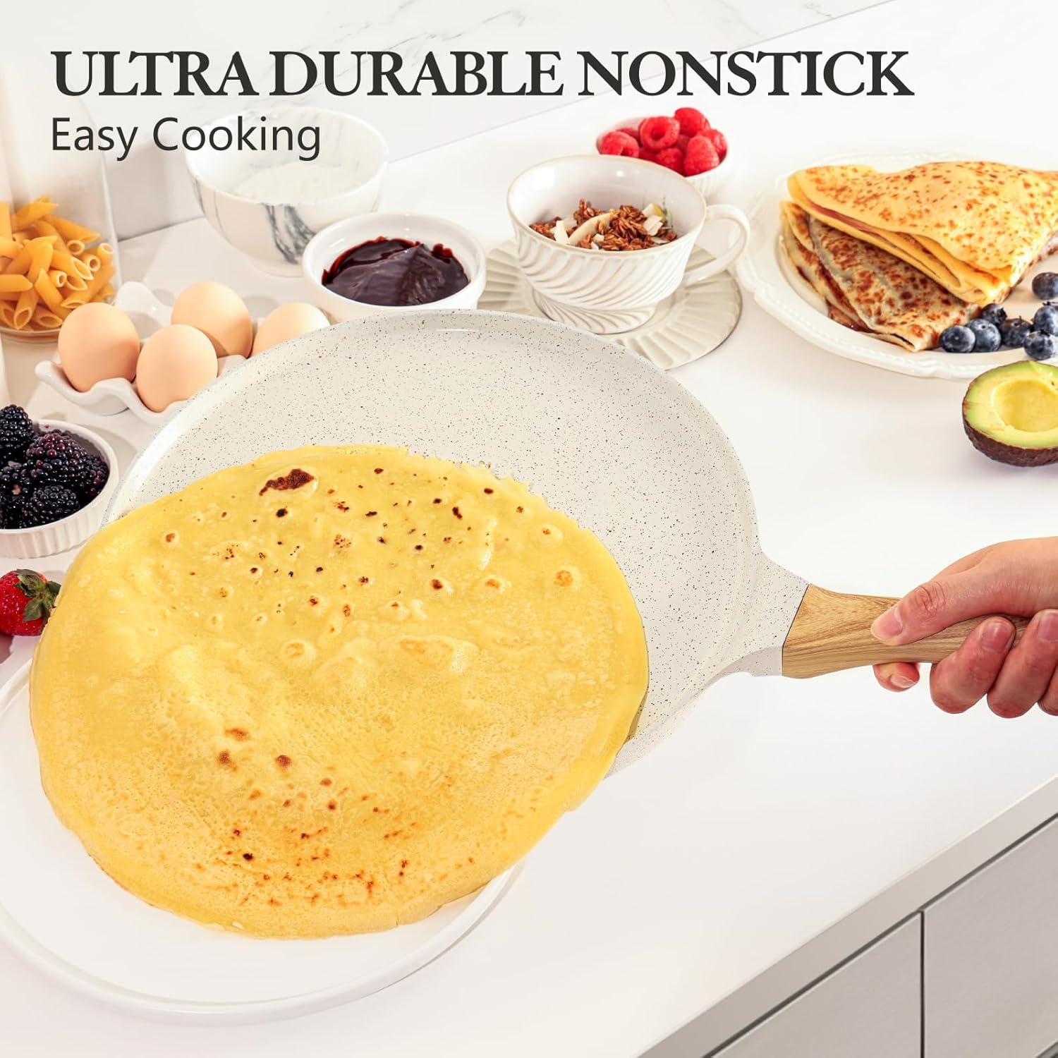SENSARTE - Poêle à crêpes 30 cm - céramique, induction, manche ergonomique