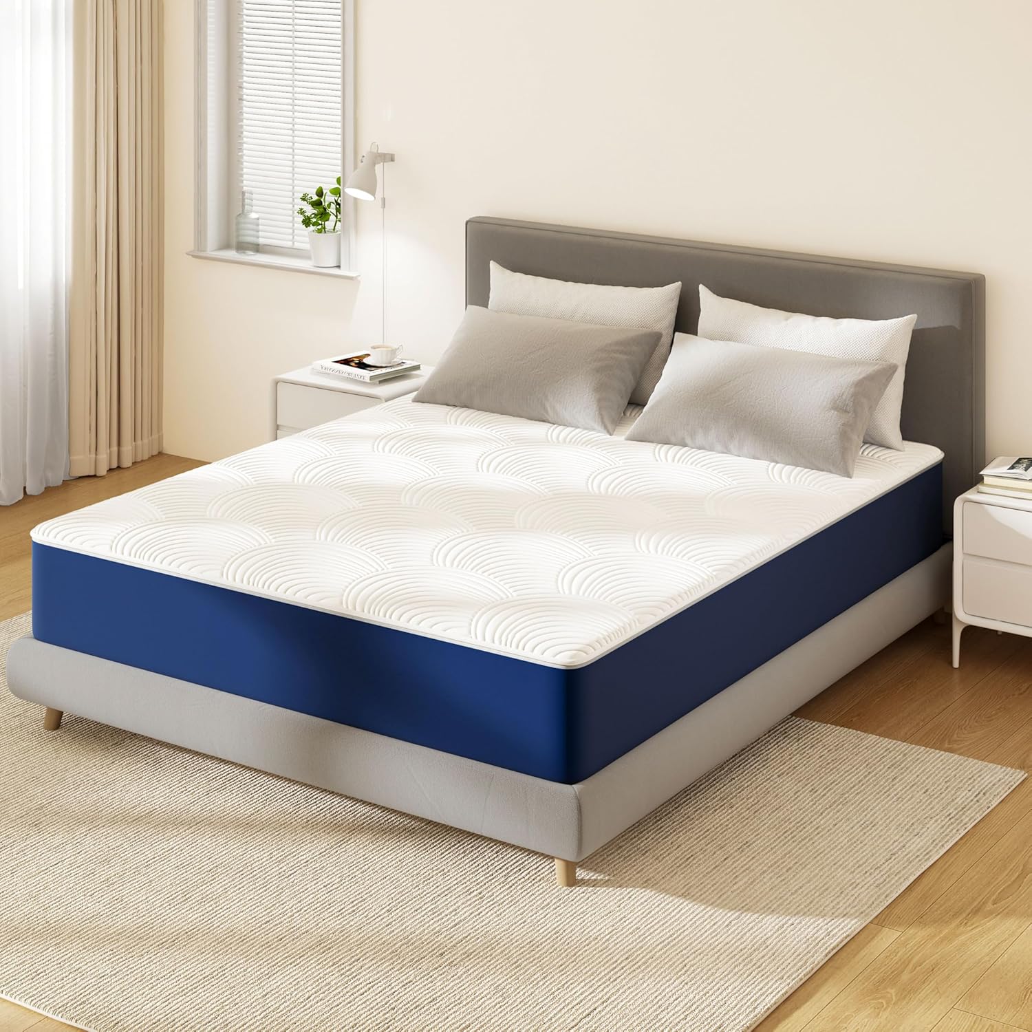 PurrJoys - matelas simple gel H3 - 90x190x25 cm - mémoire forme, housse lavable