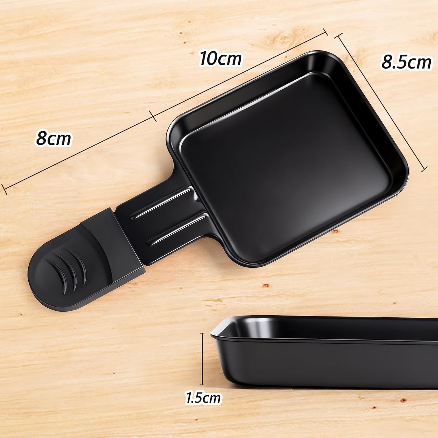 HengBO - poêlon raclette carré 18x8.5x1.5cm antiadhésif 8pcs