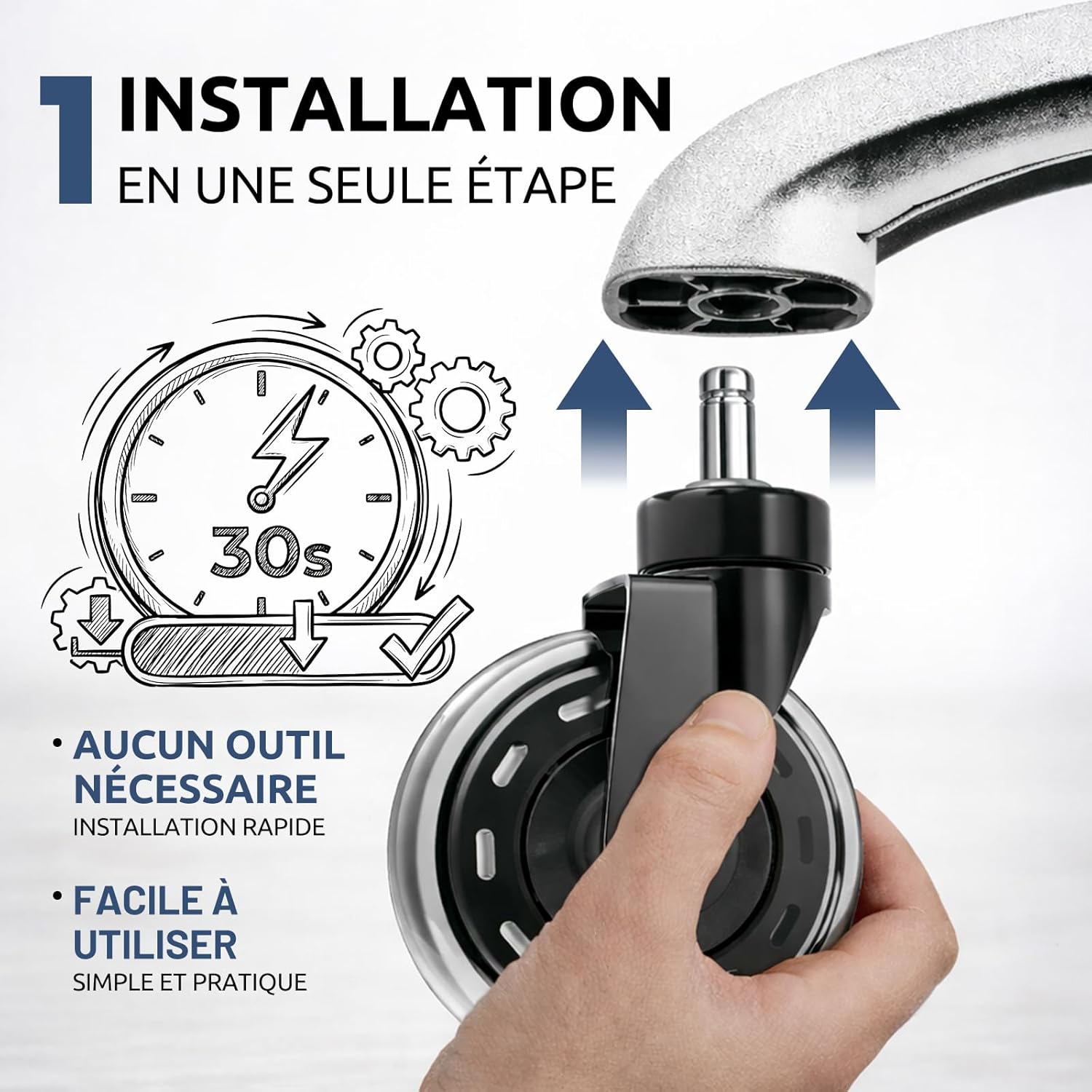 COSYLAND - Set de 5 roulettes - 10x22 mm - silencieuses, sols durs