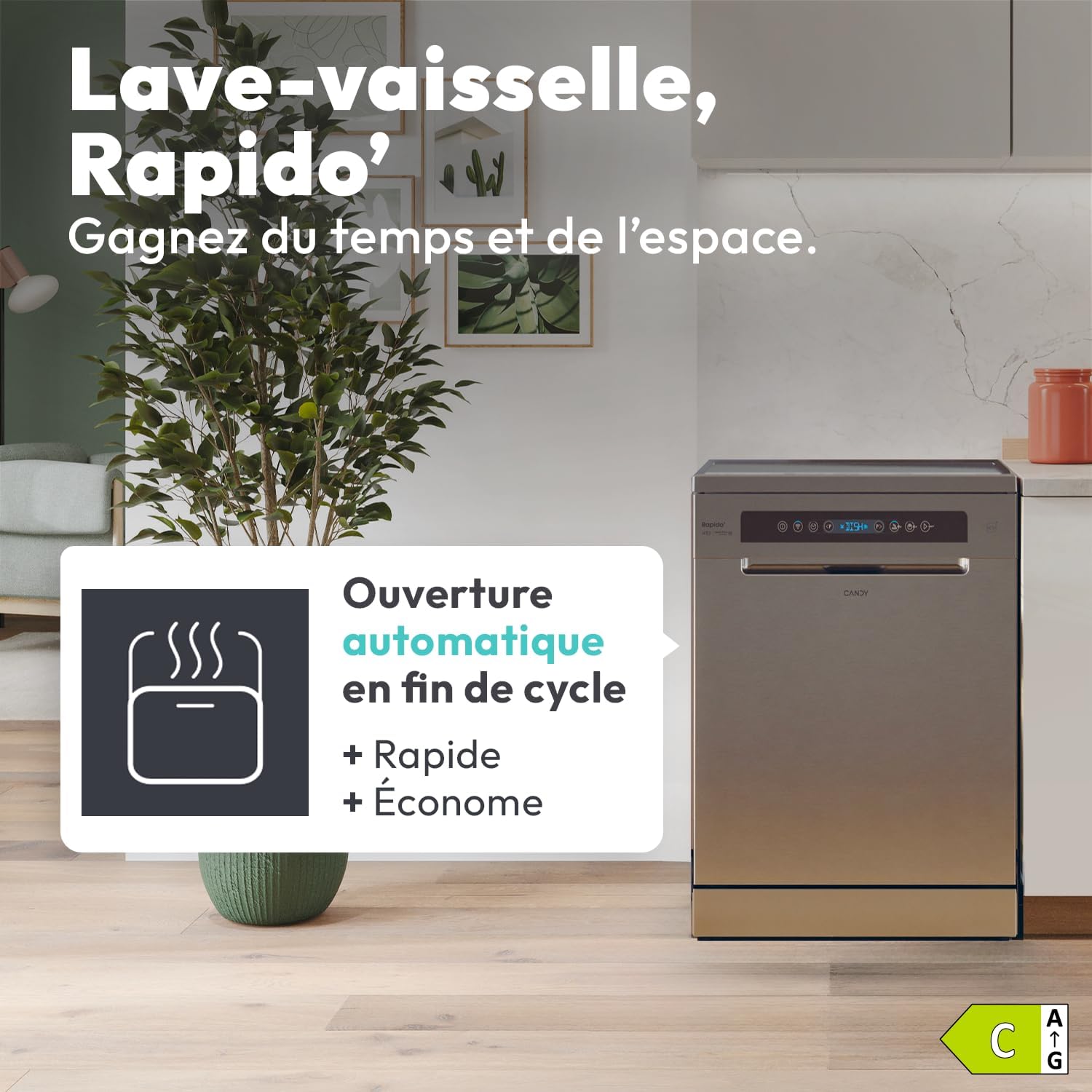 Candy - Lave-vaisselle série CF - 60x82 cm - 14 couverts, classe C, inox, contrôle à distance, CF 4C6F0X