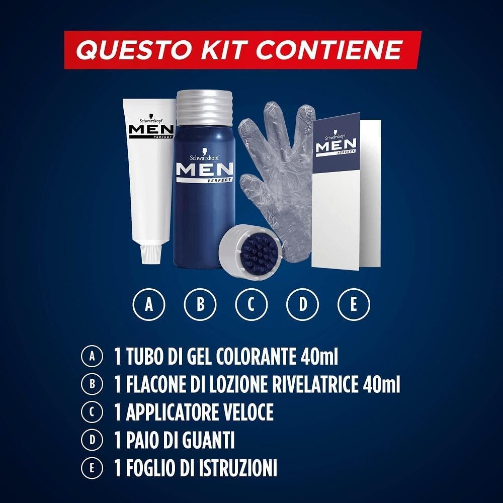 Schwarzkopf - Men Perfect gel colorant homme - application rapide, sans ammoniaque, résultat naturel - châtain foncé 70