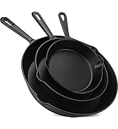 KICHLY Lot de 3 poêles en fonte - 25 cm, 20 cm et 15 cm - Poêles robustes pour un usage domestiqu...