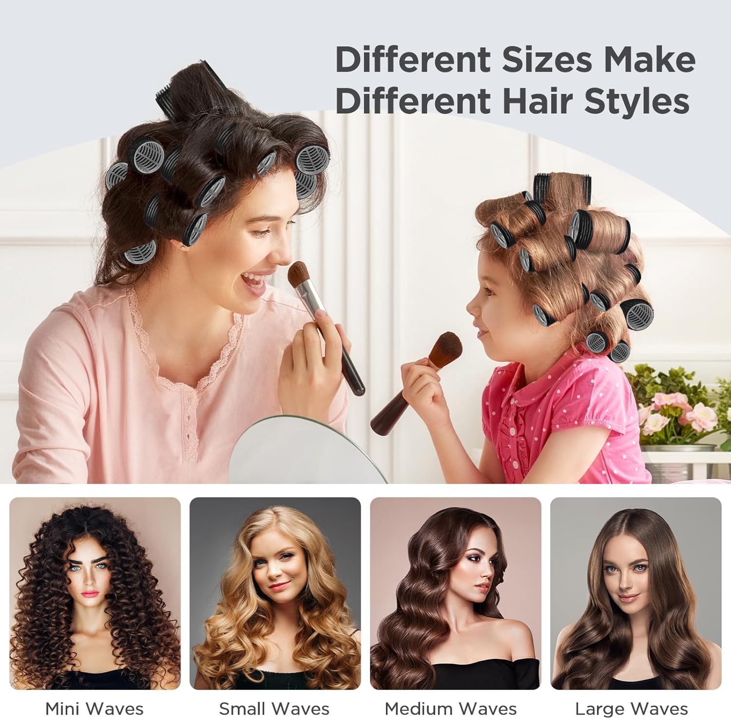 Romon - Set bigoudis chauffants 31 pièces, 3 tailles, avec pinces et peigne