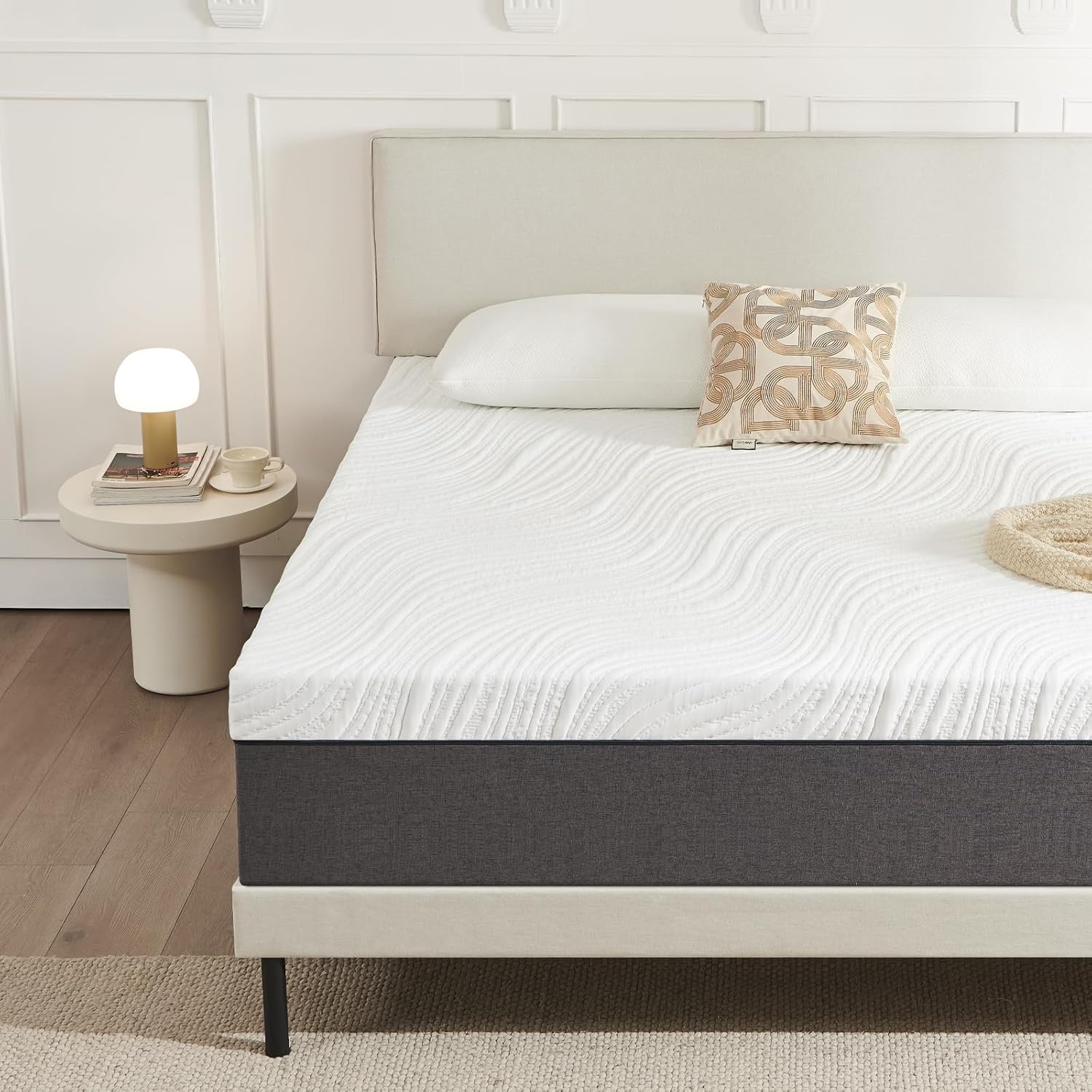 Matelas - 90x190 cm - mousse mémoire, 18 cm, 7 zones, réversible, gris