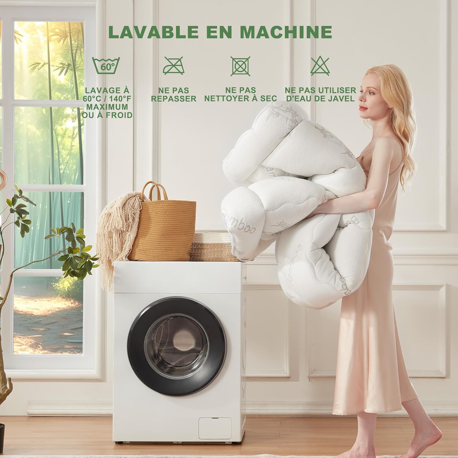 BEDLORE - surmatelas matelassé - 160x200 cm - bambou respirant, bonnet 40 cm