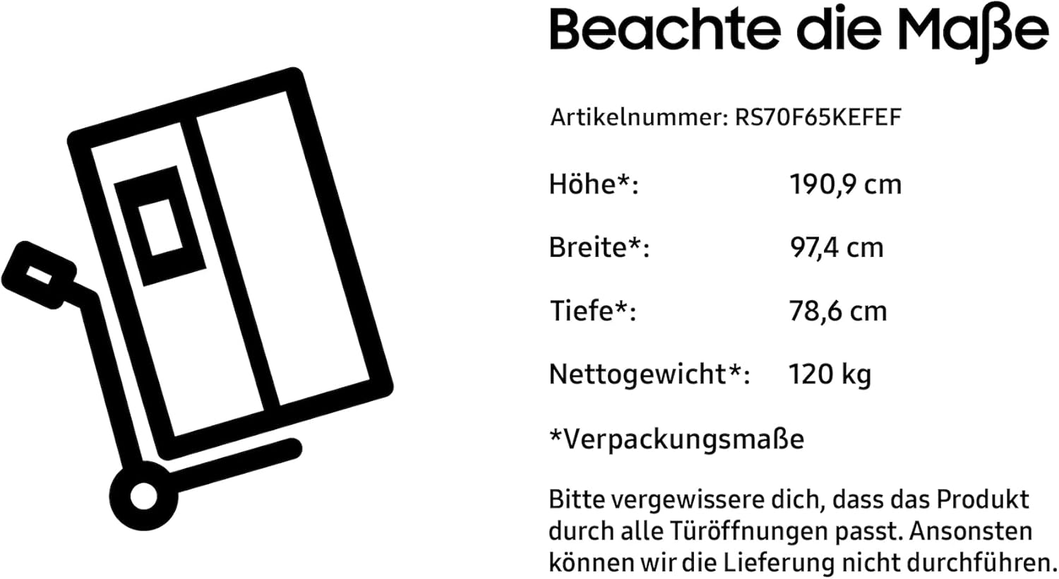 Samsung - Réfrigérateur côte à côte - 91,2x178,4x72,6 cm - Distributeur eau/glaçons, Wifi, No Frost, 635 L - RS70F65KEF/