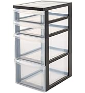 Iris Ohyama, Armoire de rangement, 4 tiroirs (2 x 15 L + 2 x 7 L),avec roues, poignées ergonomiqu...