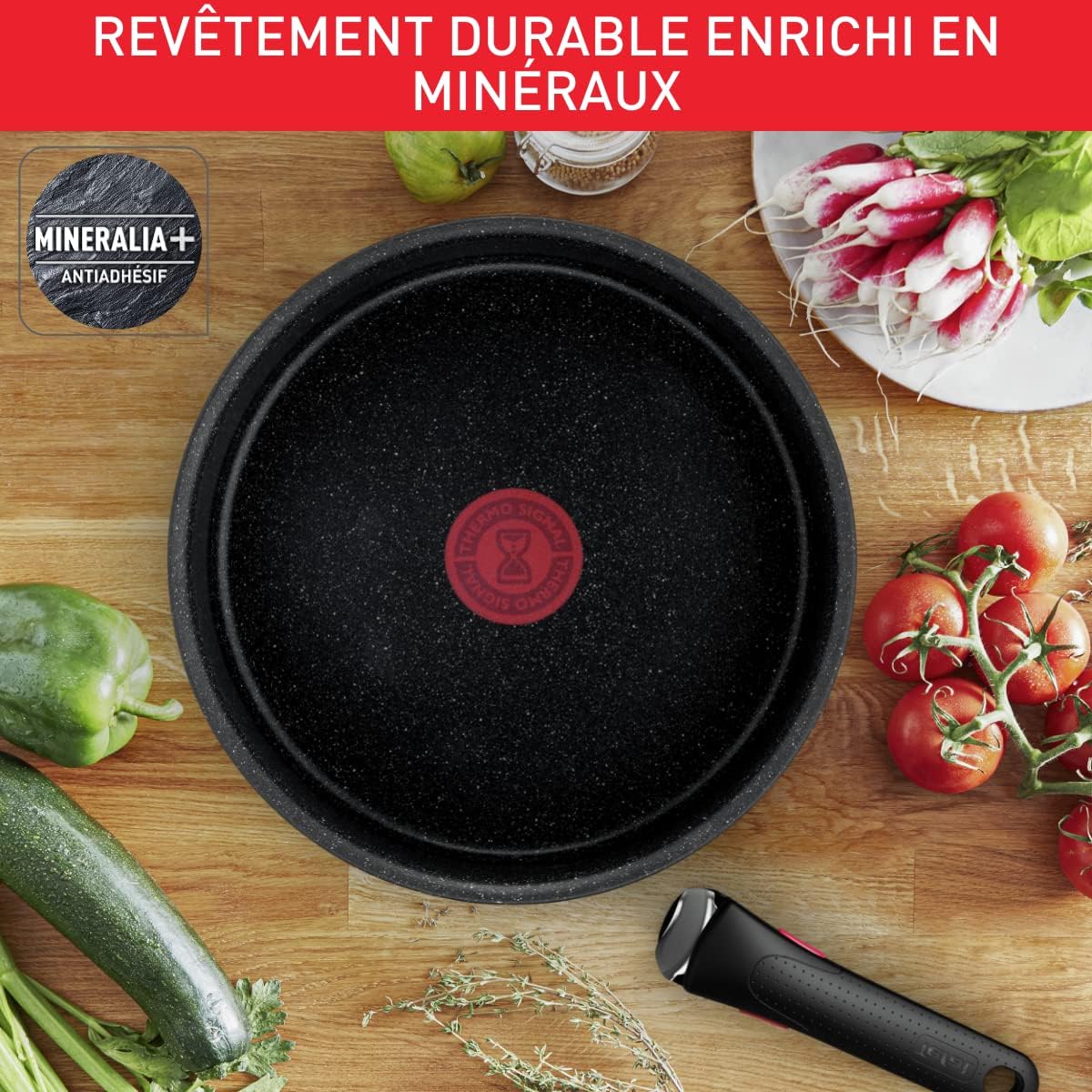 Tefal - Ingenio Black Stone - 7 pièces - induction, antiadhésif, empilable, fabriqué en France