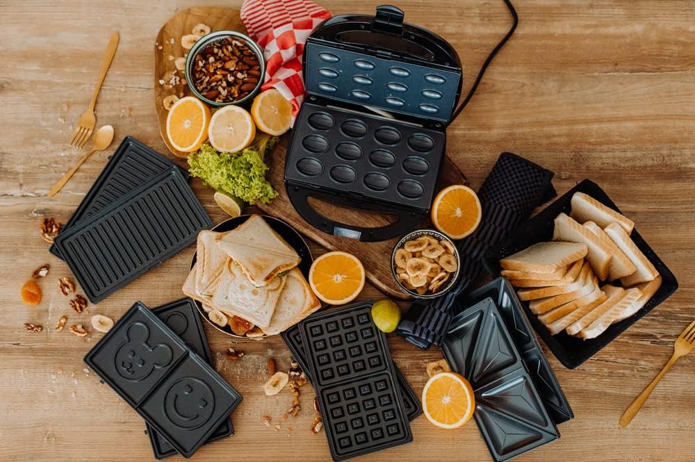 Lehmann - Sandwichmaker 5 en 1 - 800W - plaques interchangeables, multiservices