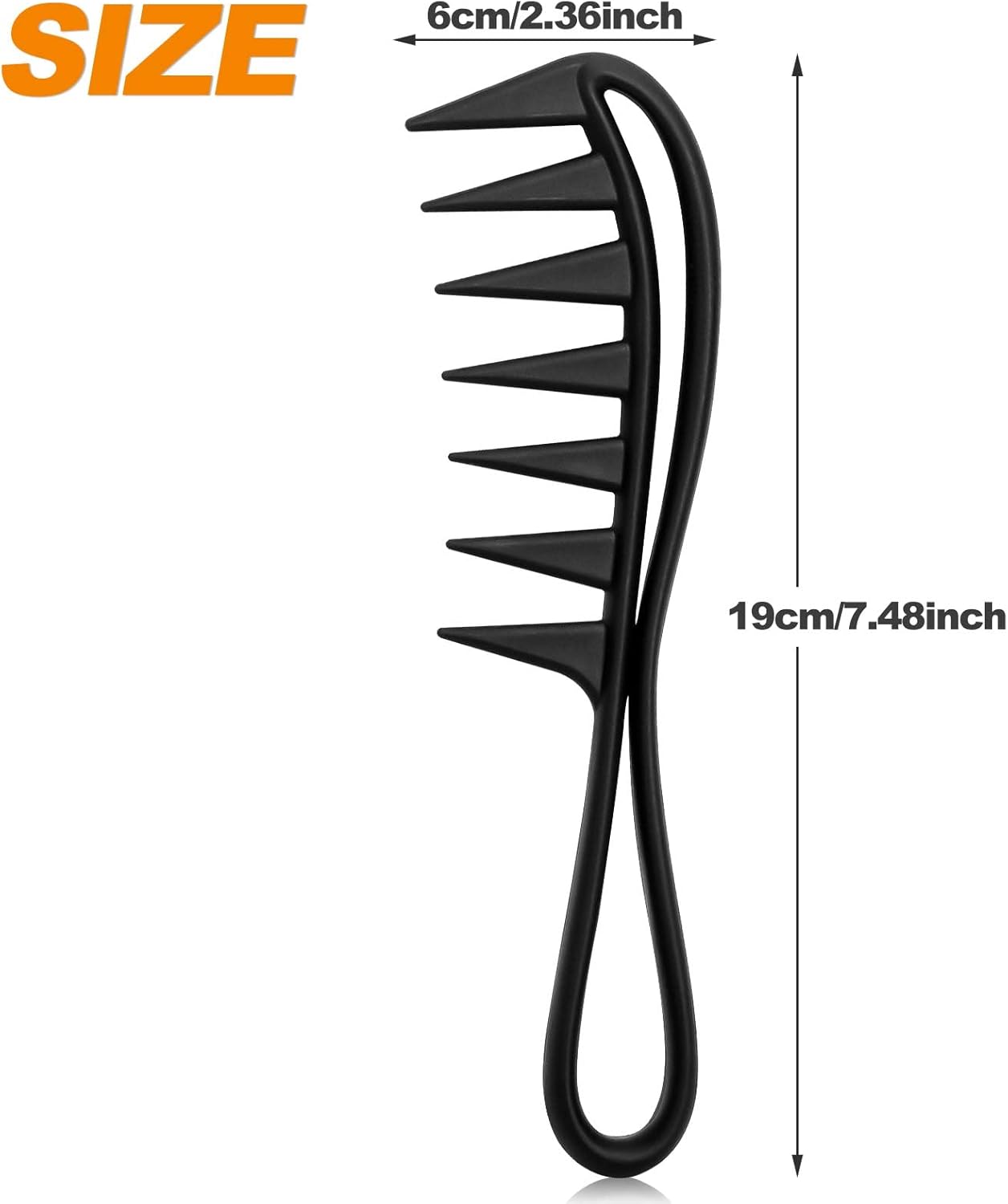 Peigne de requin - dents larges, antistatique, cheveux bouclés, 20cm