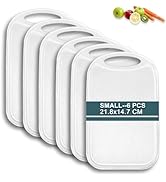 Hunnycook Lot de 6 planches à découper antibactériennes en plastique avec rigole de jus 22 x 15 cm