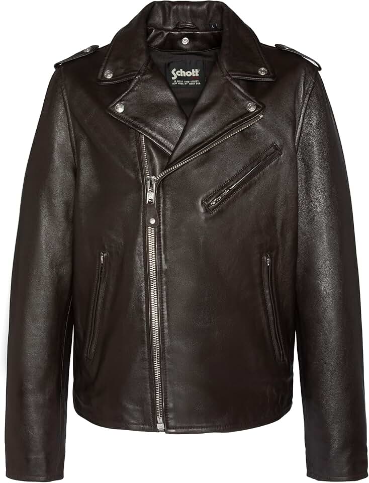 Schott - perfecto cuir homme - coupe ajustée - couleur noire - ref_47534