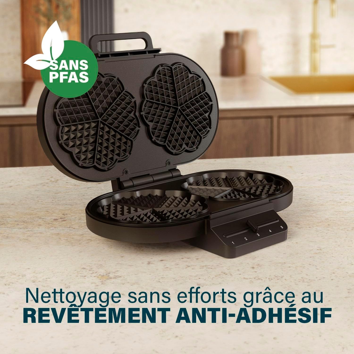 Princess - Gaufrier Cœur, 10 gaufres, 1200W, thermostat, 132384