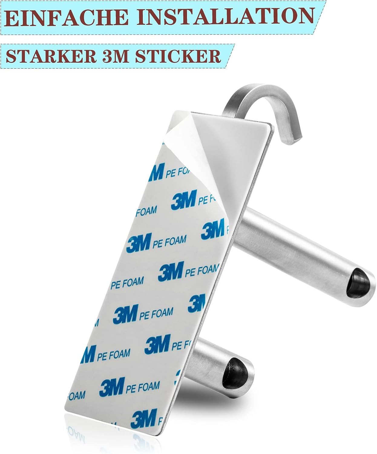 JS - porte-serviettes double, inox 60cm, auto-adhésif, étanche