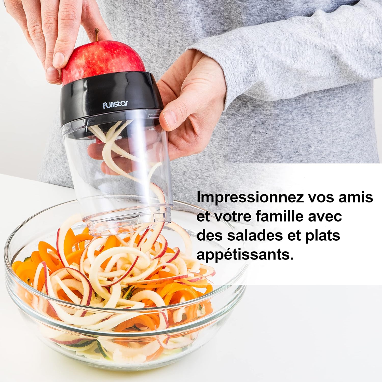 Spiraliseur de légumes manuel, 4-en-1, compact, spaghettis, multifonction