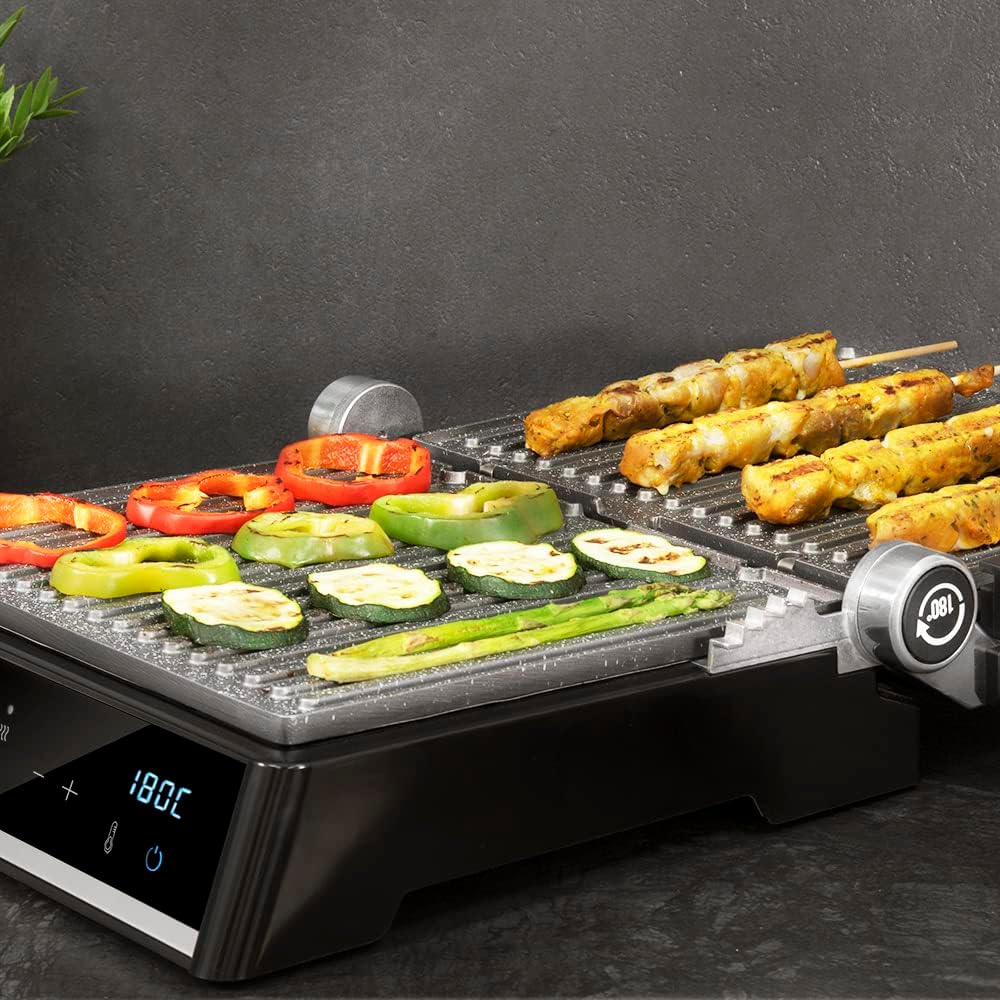 Cecotec - Rock’nGrill Smart - plaques amovibles, 180°, 2000W