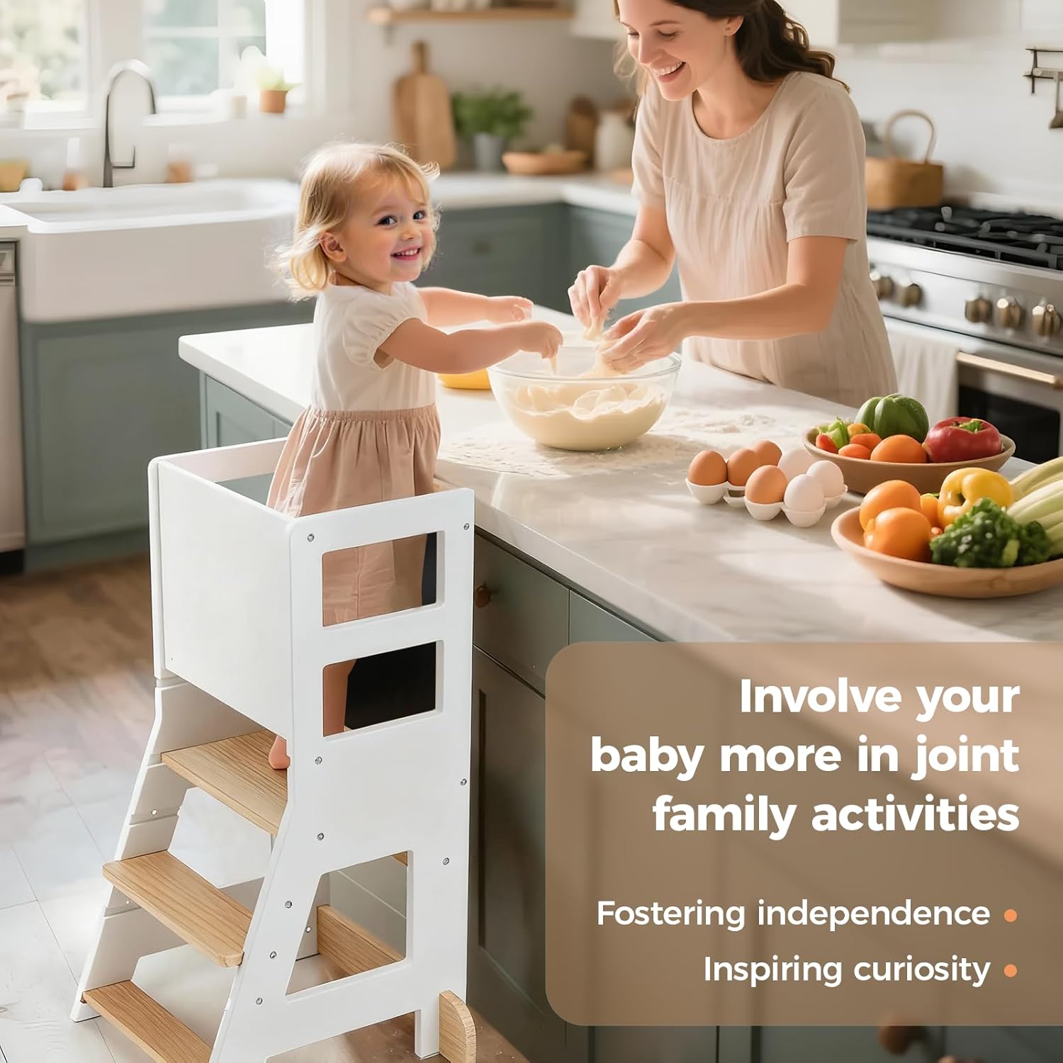 KIDINIX - Tour Montessori ajustable - tableau double-face amovible - dès 1 an