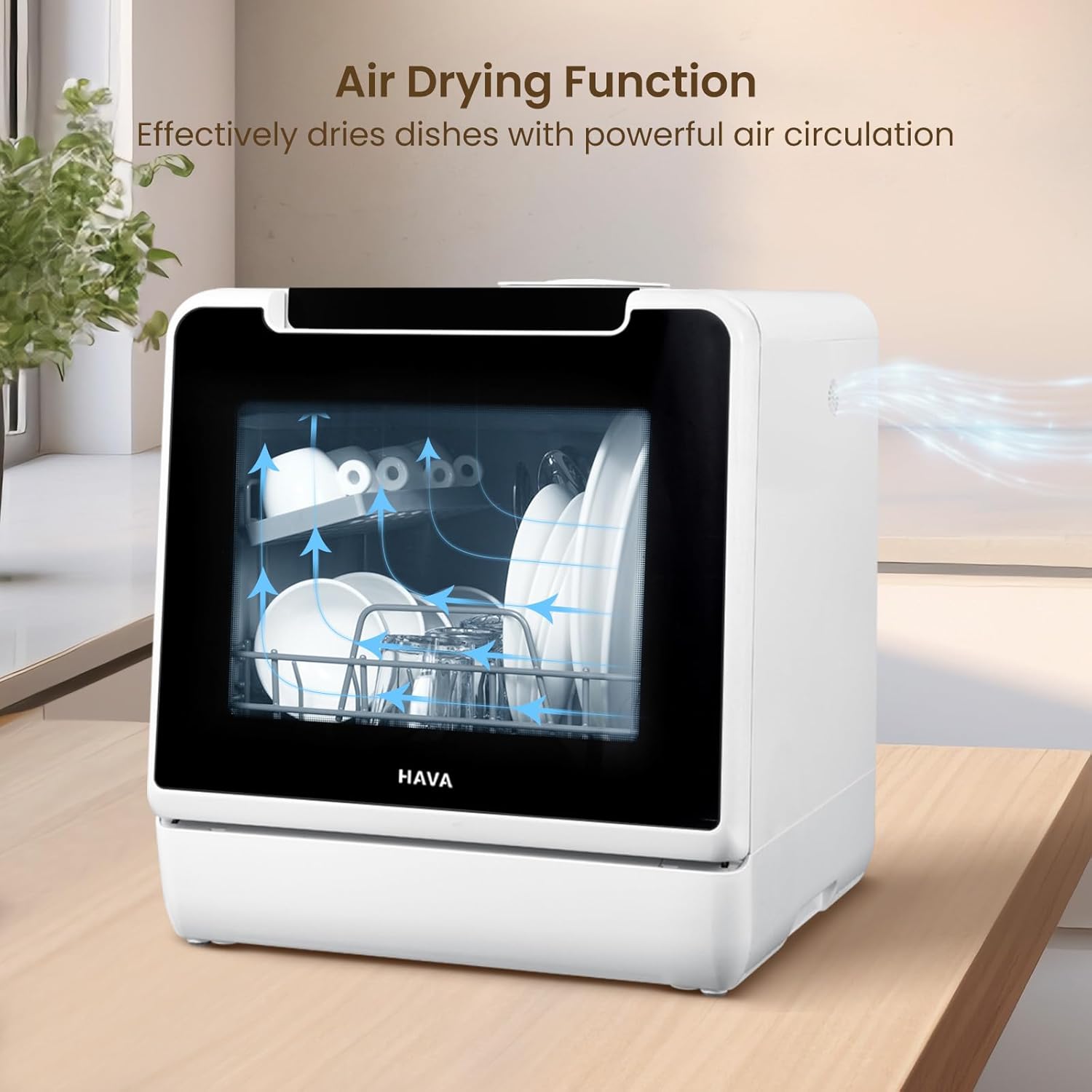 HAVA - mini lave-vaisselle 2024 - compact - 8 programmes, sécurité enfant, 5L