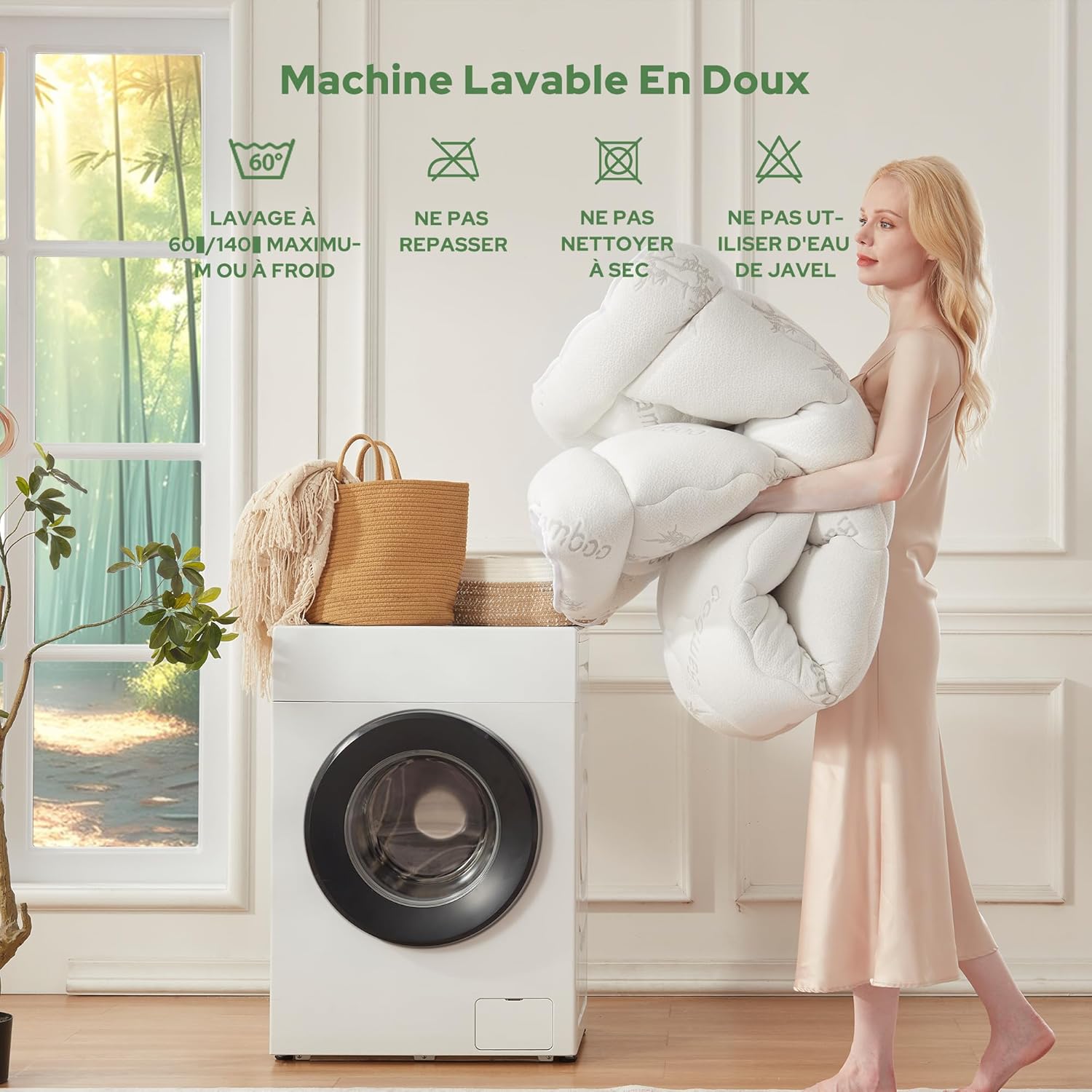 BEDLORE - surmatelas matelassé - 90x200 cm - bambou respirant, bonnet 30 cm, Oeko-Tex