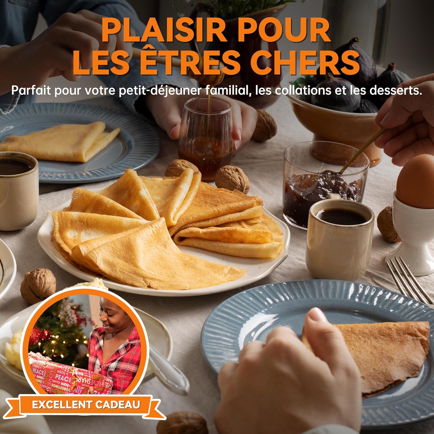 Baker's Friend - Crêpière Instantanée - 20cm - antiadhésive, poignée cool-touch, température auto