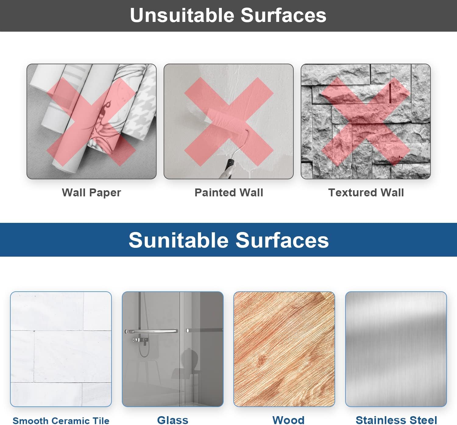 Porte-serviettes mural inox double bras, auto-adhésif, noir, 40 cm