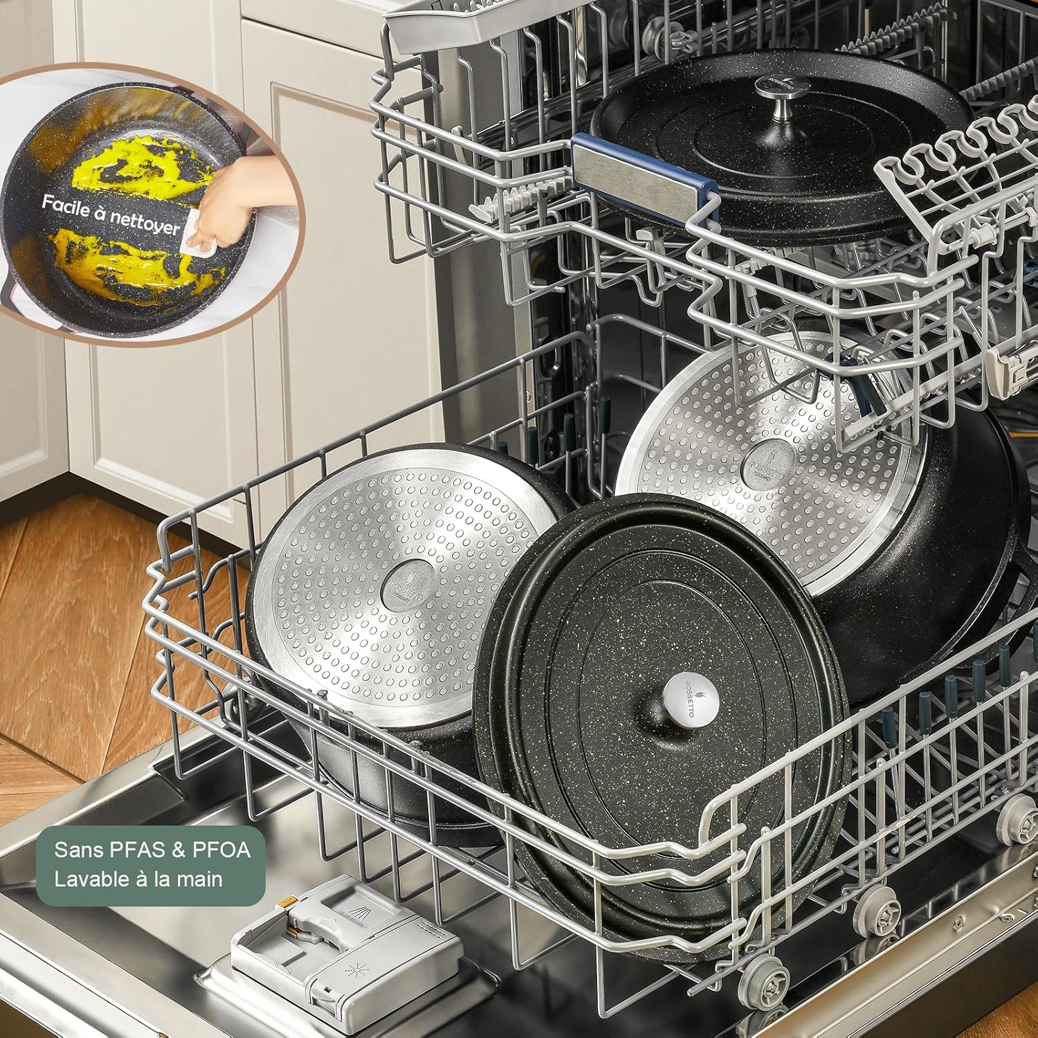 ROSSETTO - cocotte ronde fonte aluminium 28cm, céramique, induction, 6,6L