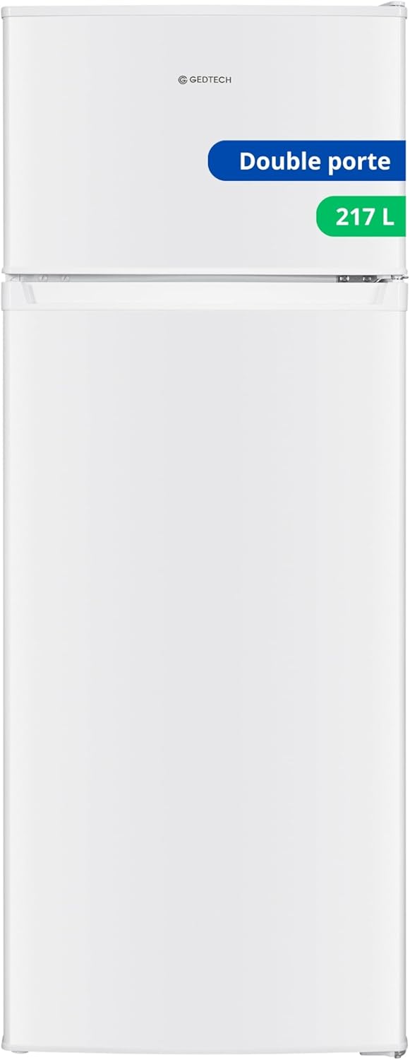 GEDTECH - Réfrigérateur congélateur haut - 217L, classe E, blanc - GE217DP
