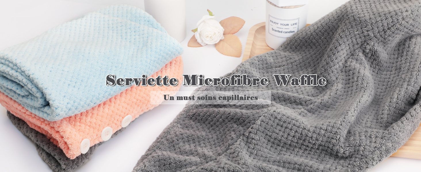 FREATECH 3 Pièces Serviette Microfibre Cheveux