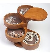 JSVER Petite Boîte à Bijoux pour Femme,Organisateur de Bijoux en Bois Moderne,Bijoux Boîte de Ran...