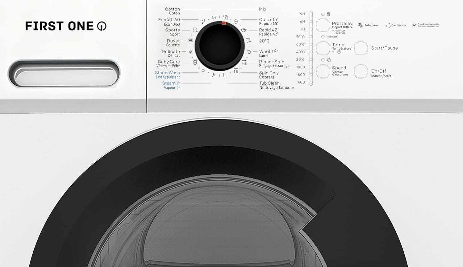 First One - Lave-linge frontal 8kg 1400trs 16 programmes économie FLL81400WH