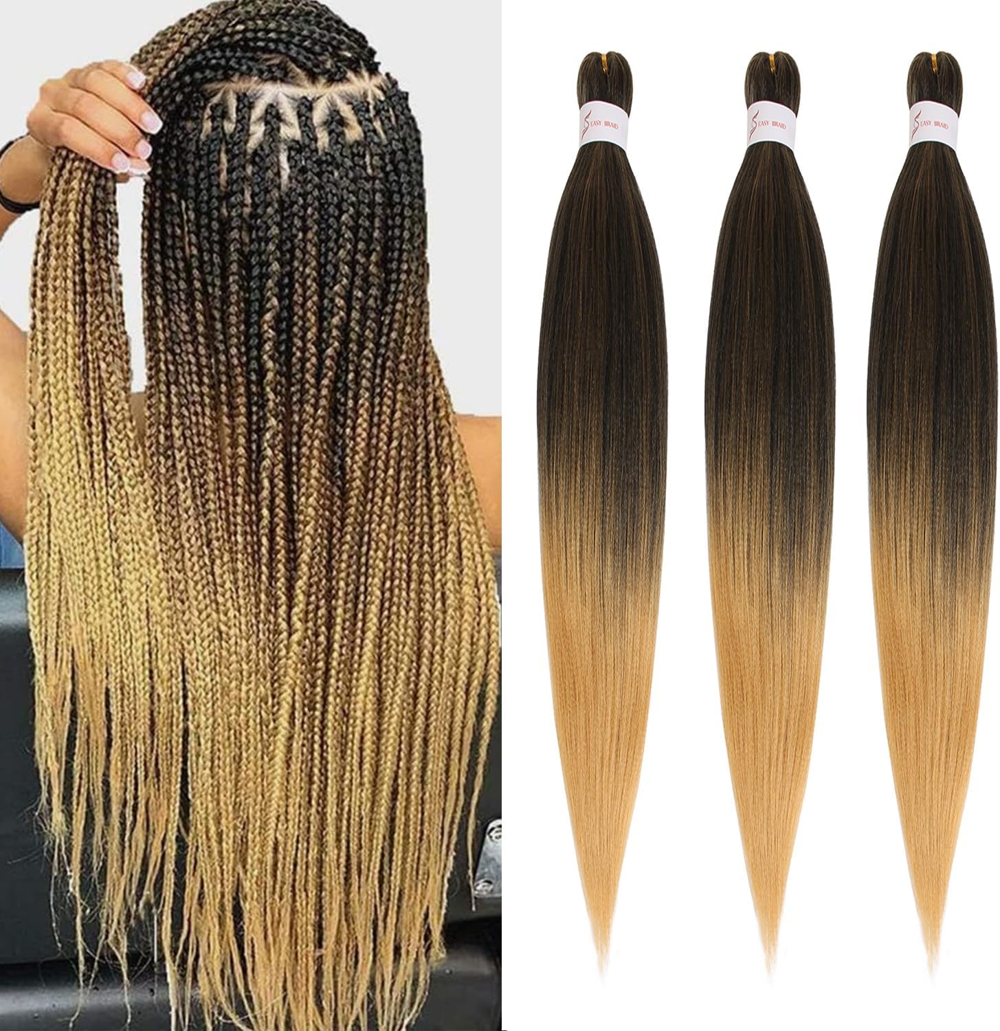 Xtrend - extensions EZ Braids - 66 cm - pré-étirées, coiffables à chaud - T27#
