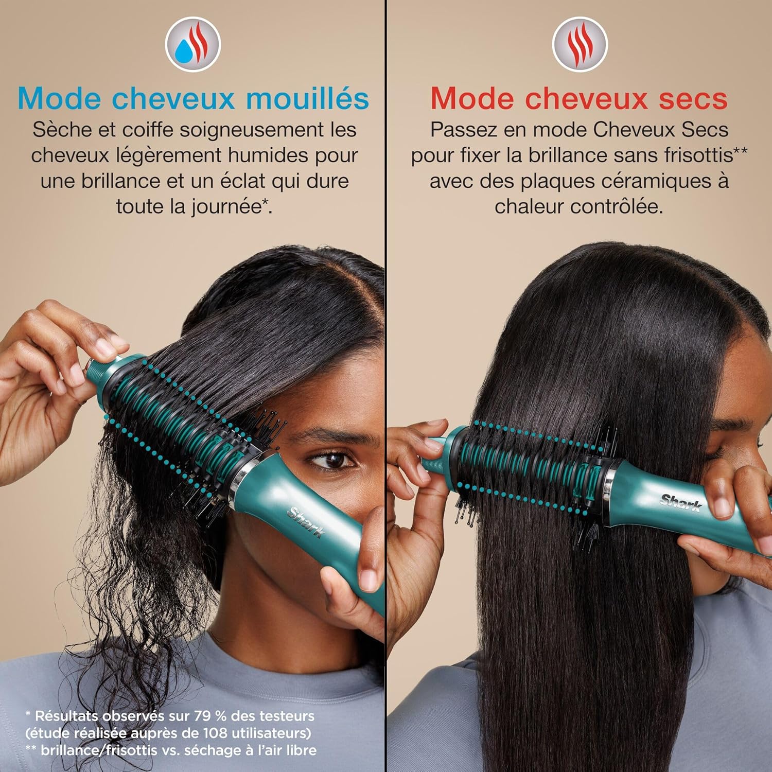 Shark - Glossi 2-en-1 - plaques céramique, anti-frisottis, tous cheveux - HT302EUTL