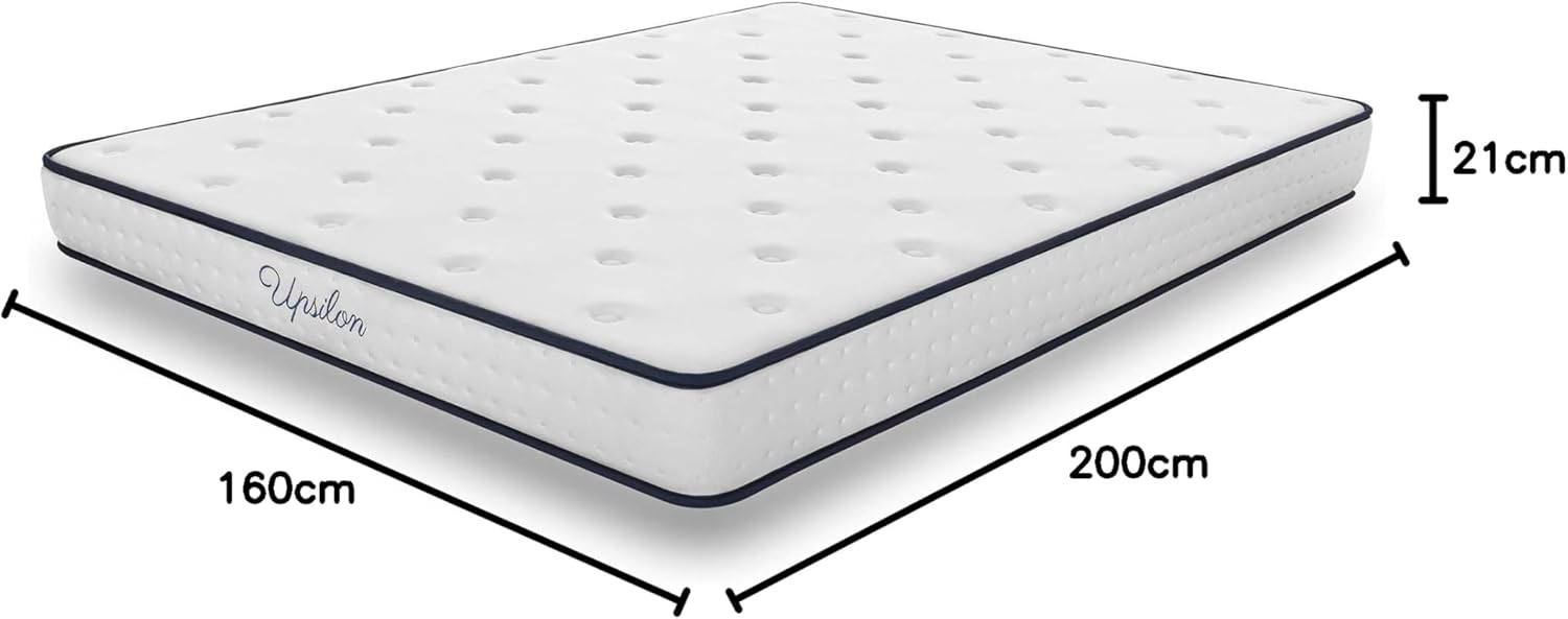 COSMOS - Upsilon - matelas 160x200, mémoire de forme, latex, 21cm, confort mi-ferme, 7 zones, réversible