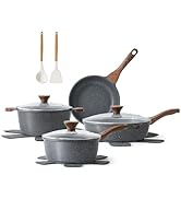 SENSARTE 13 Pièces Lot Poele et Casserole Induction,Revêtement Antiadhésif Suisse, Batterie de Cu...