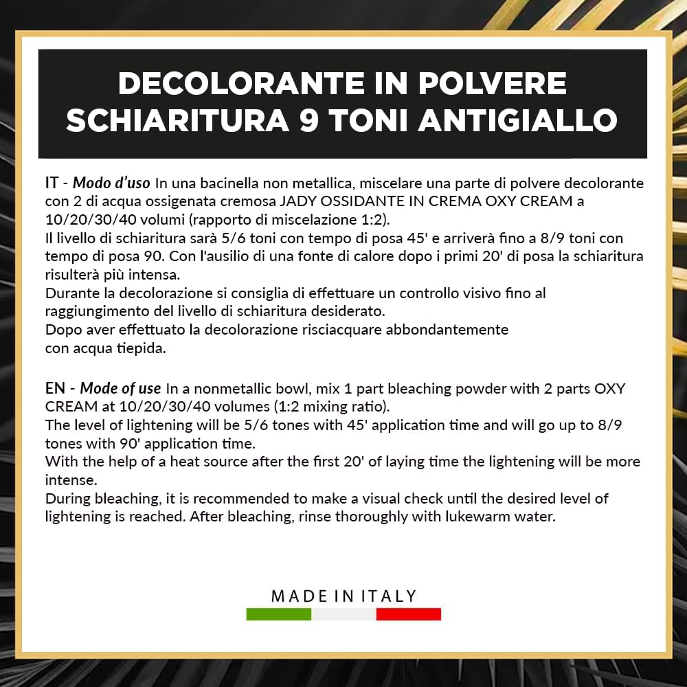 JaDy - Poudre Décolorante Blu 35g - éclaircit 9 tons, huile de germe de blé