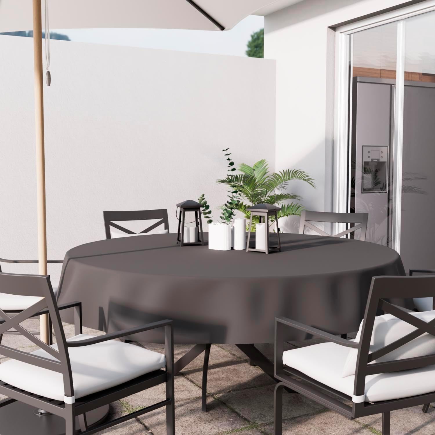 Soleil d'Ocre - Nappe Ronde Anthracite - 180 cm - polyester anti-taches