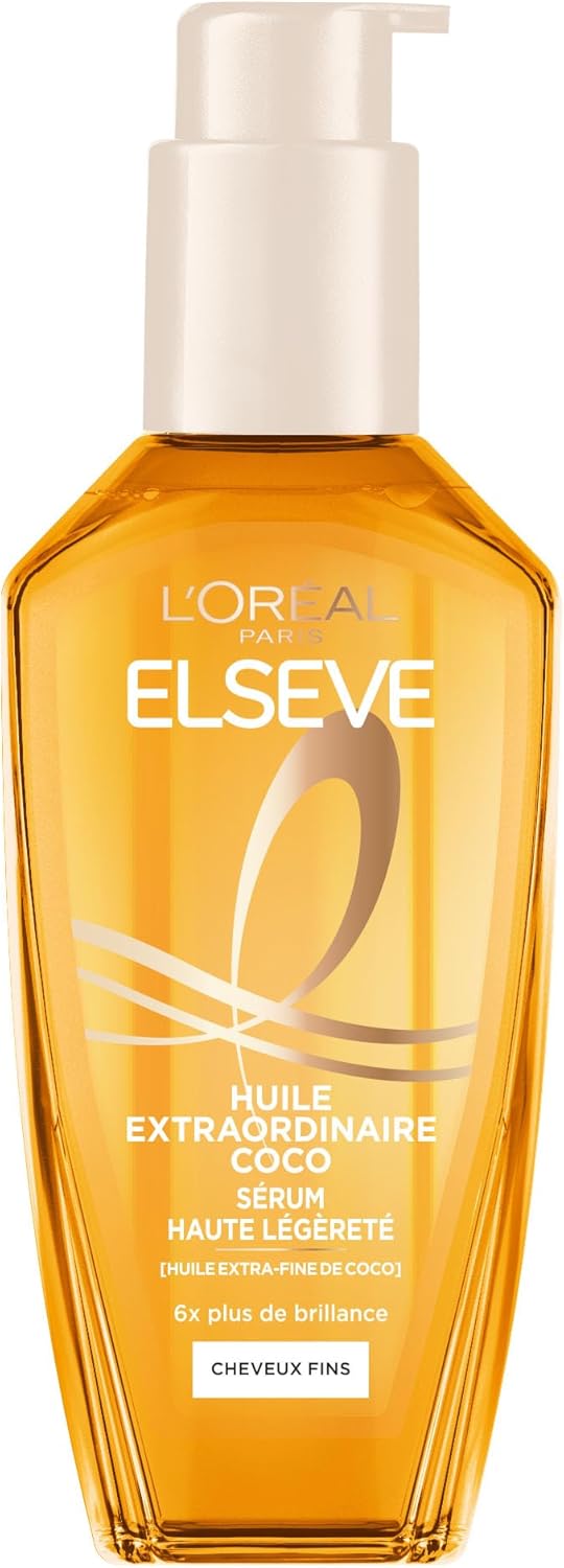 L'Oréal Paris - Elsève Huile Extra Fine Coco - Soin cheveux fins, secs, fini satiné