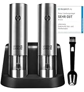 LEBENLANG Moulin à sel et poivre électrique – Rechargeable & de nombreux accessoires I Batterie I Pfef
