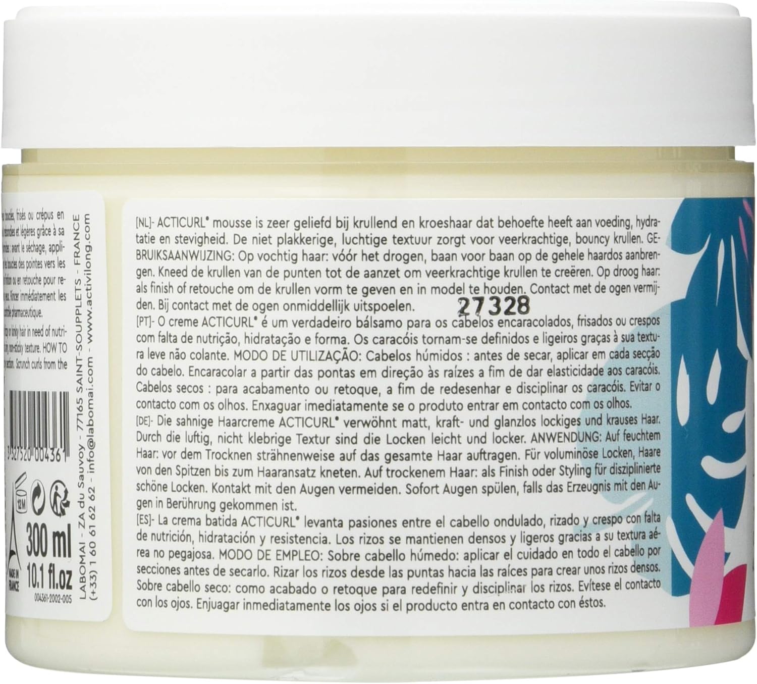 Activilong - Acticurl - 300ml - crème fouettée cheveux bouclés, 98% naturels