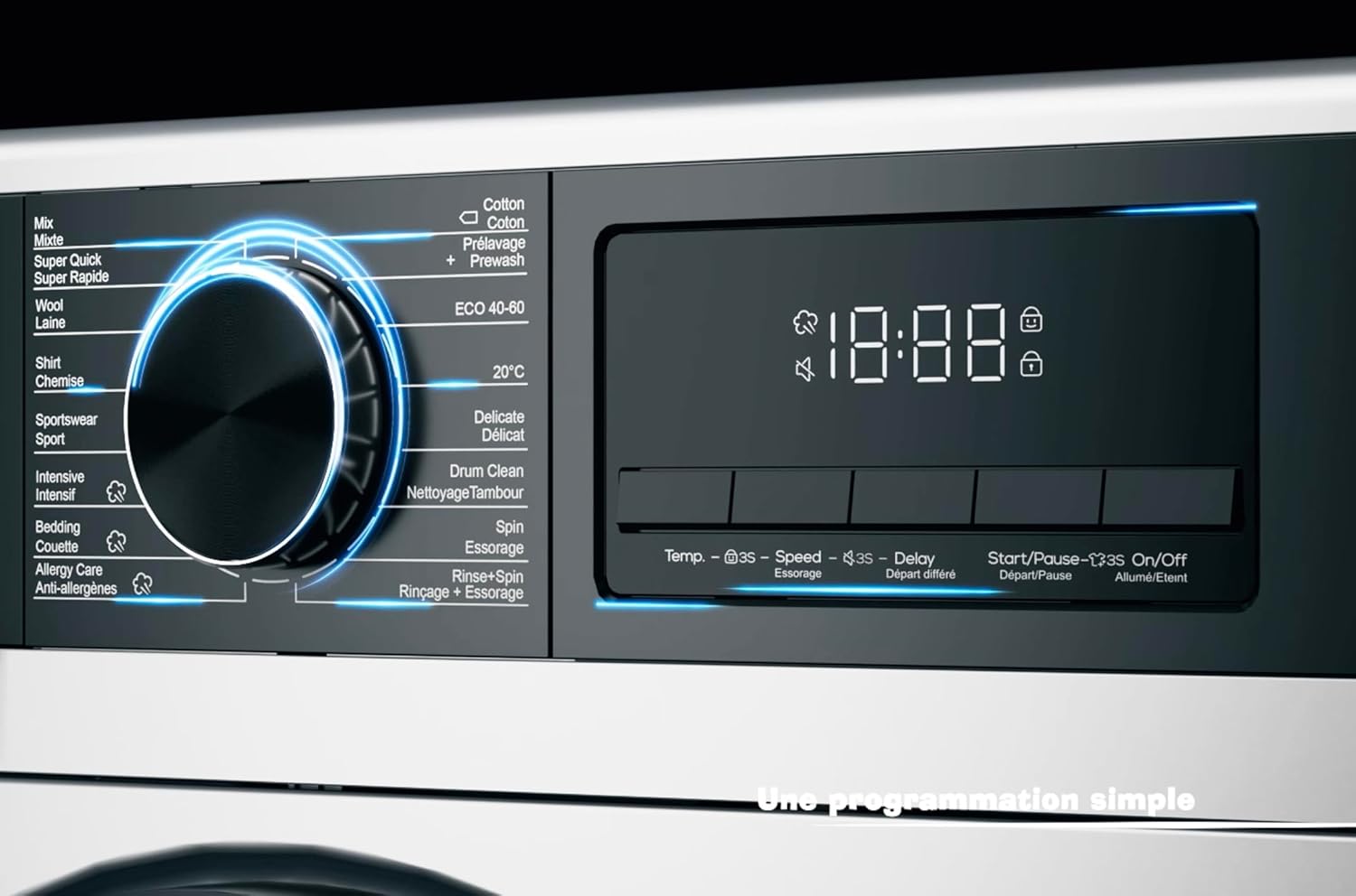 GEDTECH - Lave-linge frontal, 10 kg, 1400 tr/mn, éco, classe A-10% - GLL101400WH